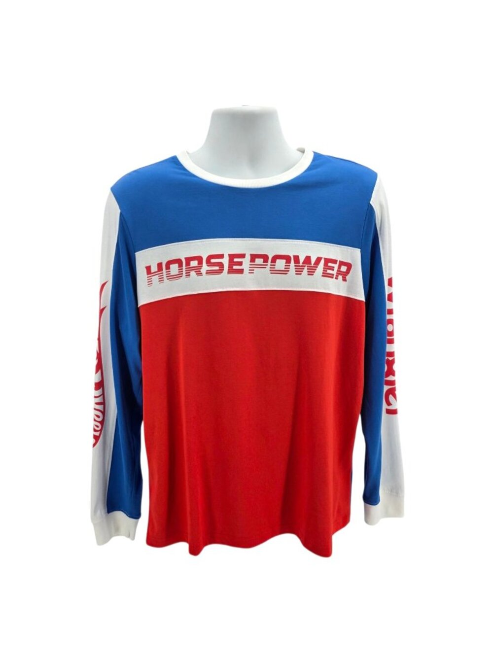 Hot Wheels X Wrangler Mens XL Shirt Horse Power Red White Blue Long Sleeve